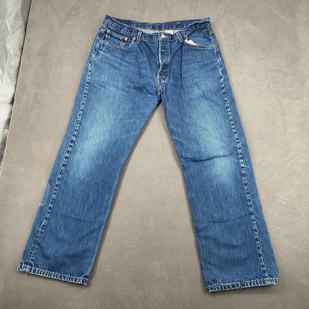 Levi's 501 Original Fit Jean Mens 40x32 Blue Denim Mid Rise Straight Leg Classic
